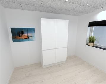 Garderobeskab med 2 låger i hvid 120 cm fra Kitchn med Boston front